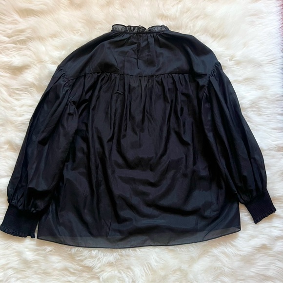 New! ALICE + OLIVIA Julius Voluminous Oversized Silk Blend Peasant Blouse - Picture 11 of 14